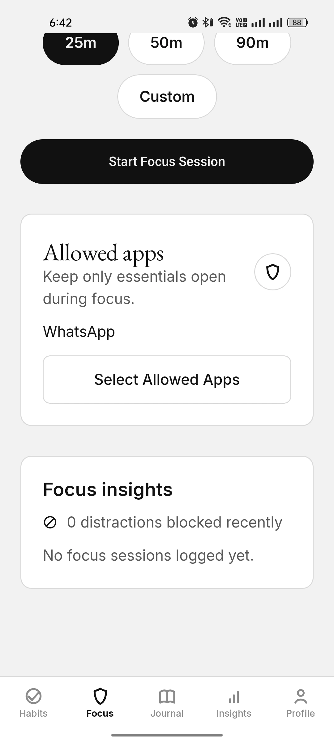 Focus setup with WhatsApp allowed
