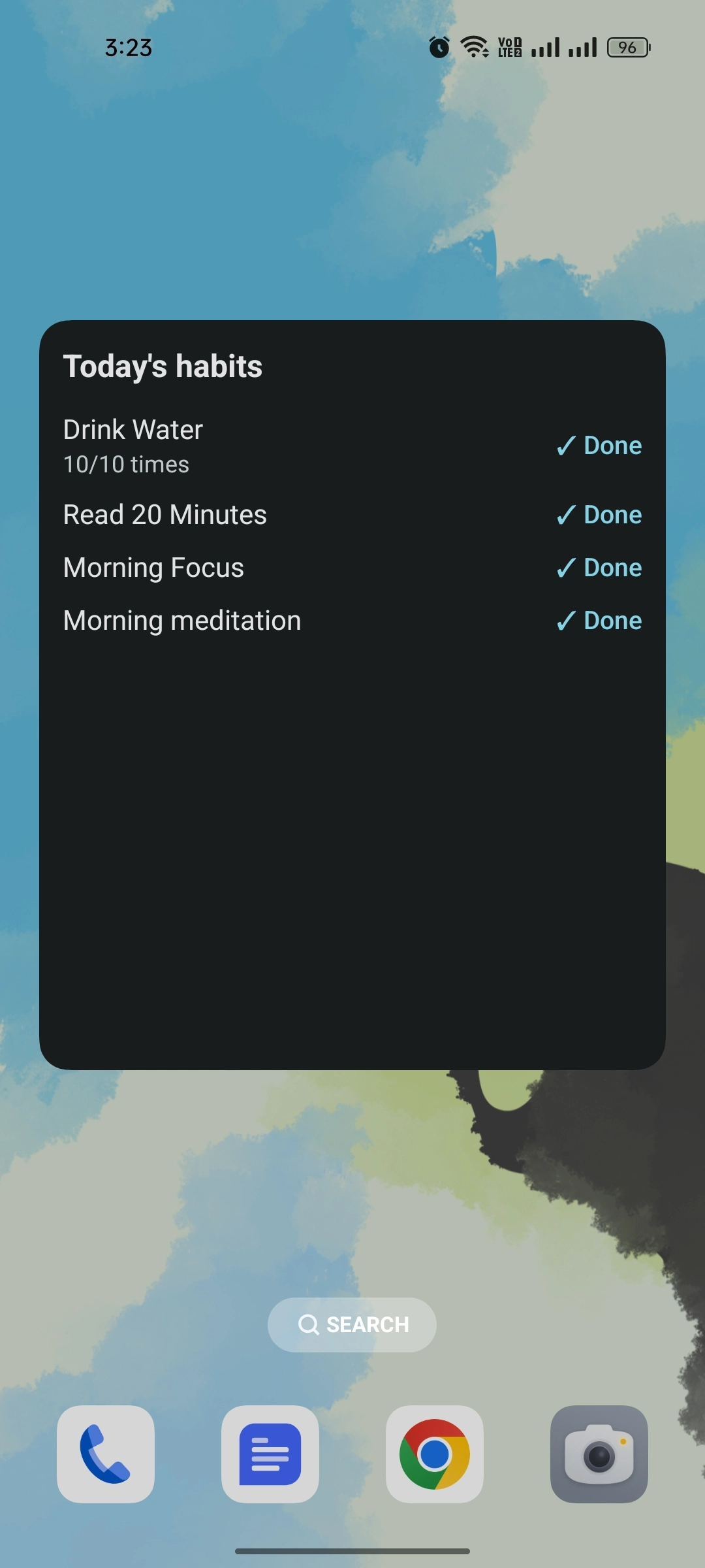 Home screen Today’s habits glance widget with four habits done